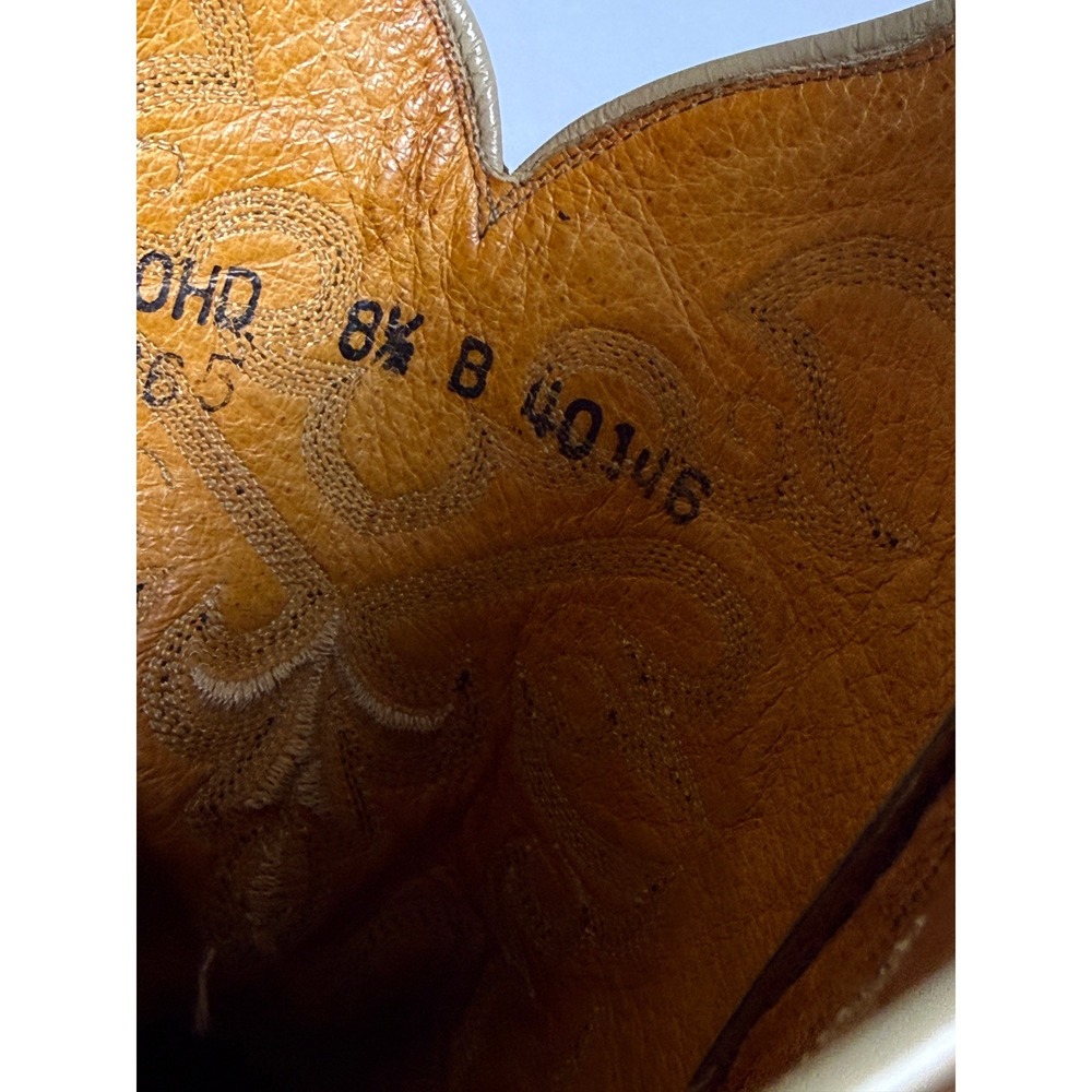 Lucchese 2000 Full Quill Ostrich Leather Western Cowboy Boots Tan Brown 8.5 B - Picture 15 of 16